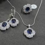 Blue sapphire flower pendant set 💙